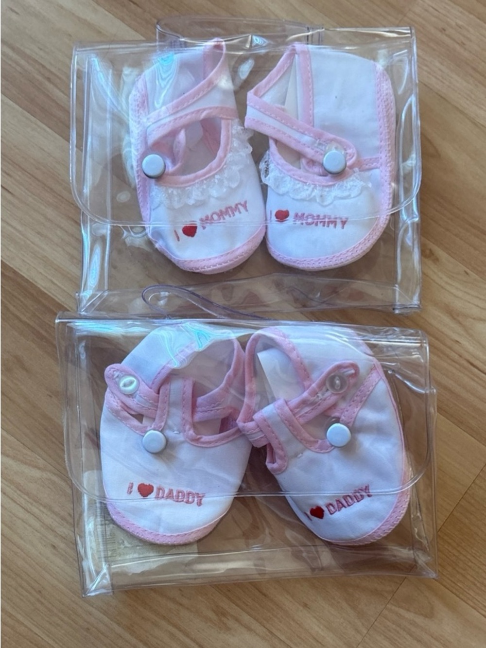 Baby Pink Infant Vintage 80’s Mary Jane Shoes - I Love Mommy / I Love Daddy